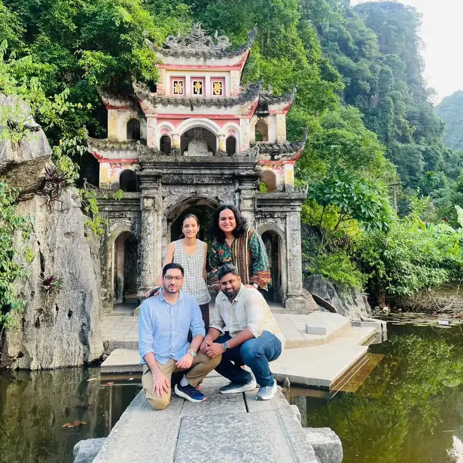 Guests at the gate of Bich Dong Pagoda, Ninh Binh