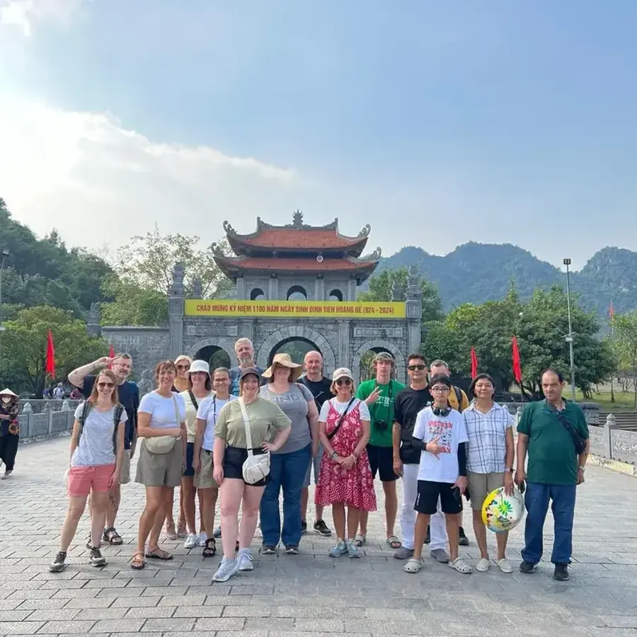 Group tour at the gate of Hoa Lu ancient capital