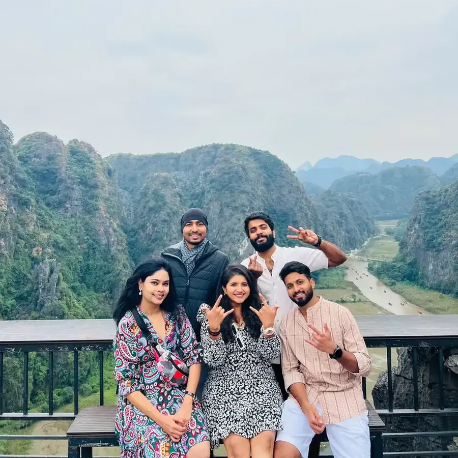 Guests at the Mua Cave viewpoint above Tam Coc